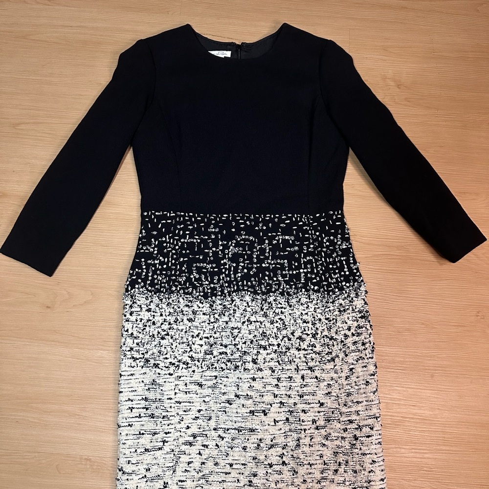 Oscar de la Renta Elegant Navy and White Women's Dress